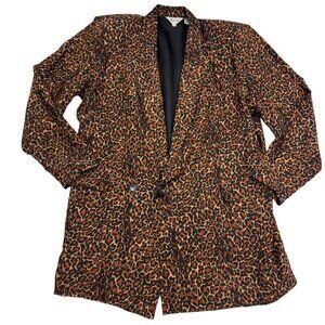 Dorman Vintage 100% Silk Animal/Leopard Print Oversized Blazer Women's Size M